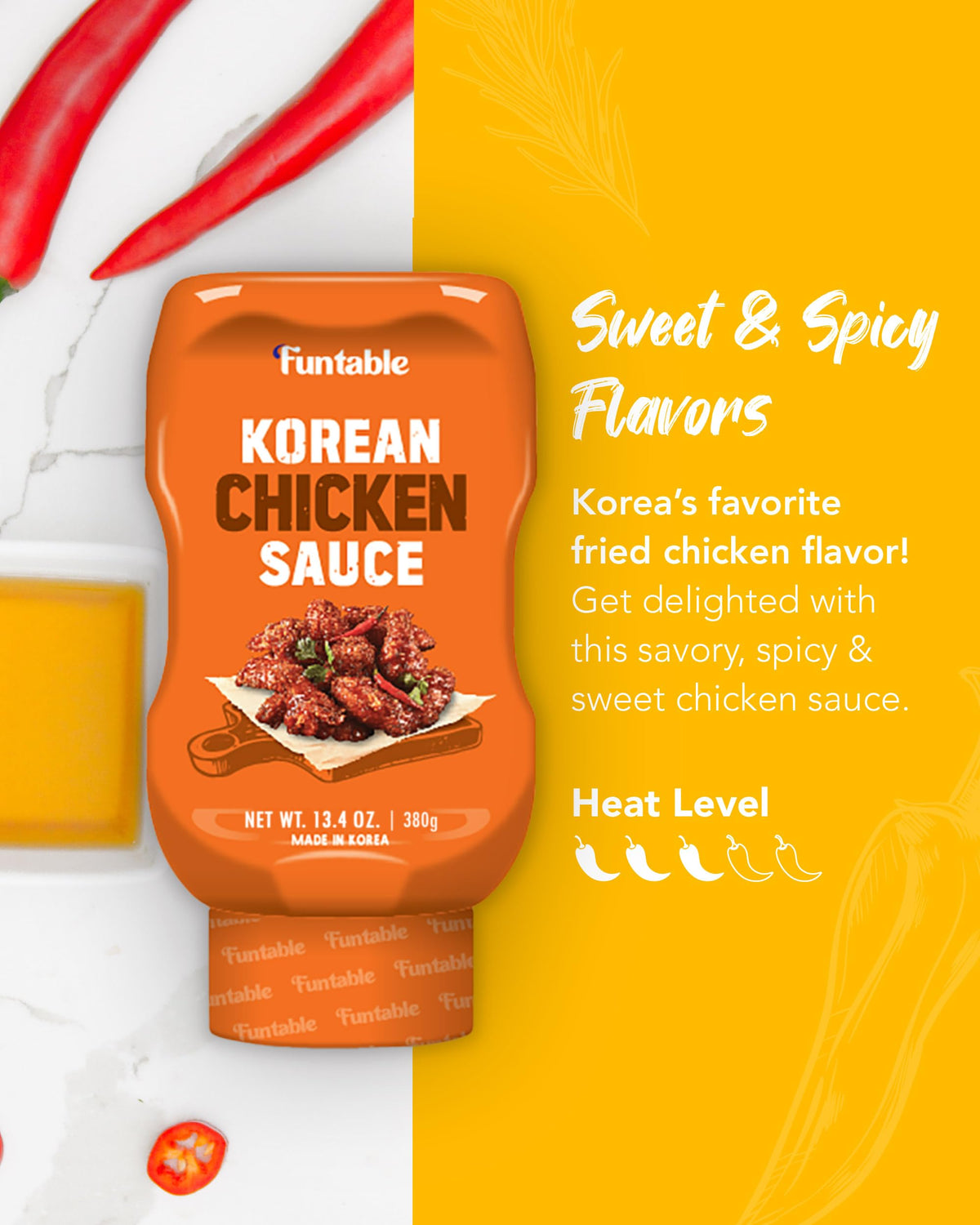 Close-up glaze on crispy chicken with Funtable sauce for bold flavor
