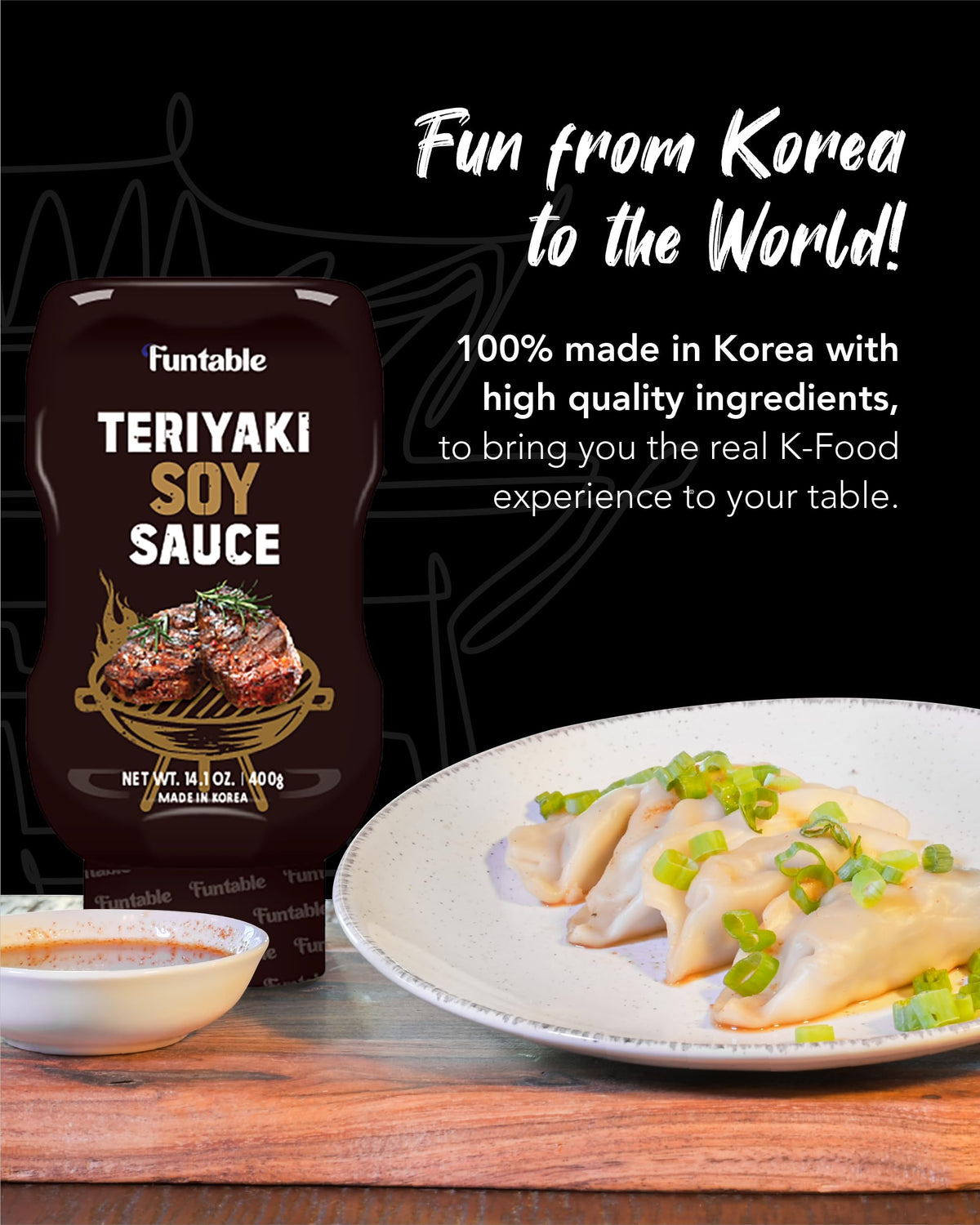 Marinating beef with Funtable Teriyaki Sauce for flavorful results.