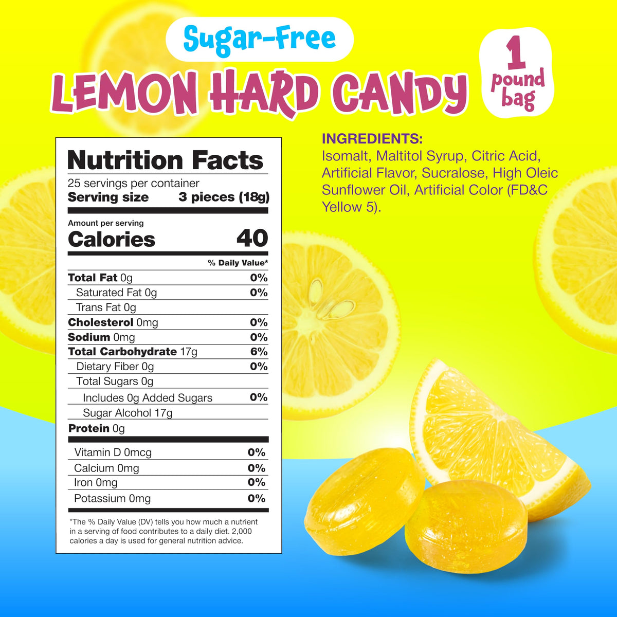 FUNTASTY bright citrus flavor lemon drops for a refreshing sugar-free treat