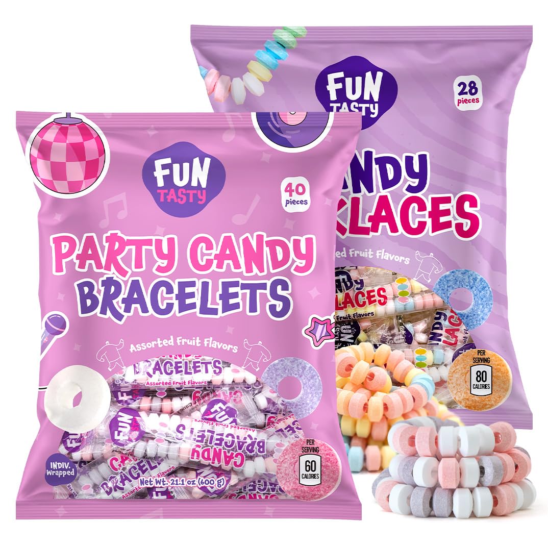 FUNTASTY candy bracelets and necklaces in a two-pack display for party favors.