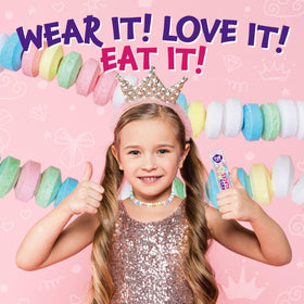 FUNTASTY Candy Necklaces beads closeup highlights bright fruit flavors and wearable appeal.