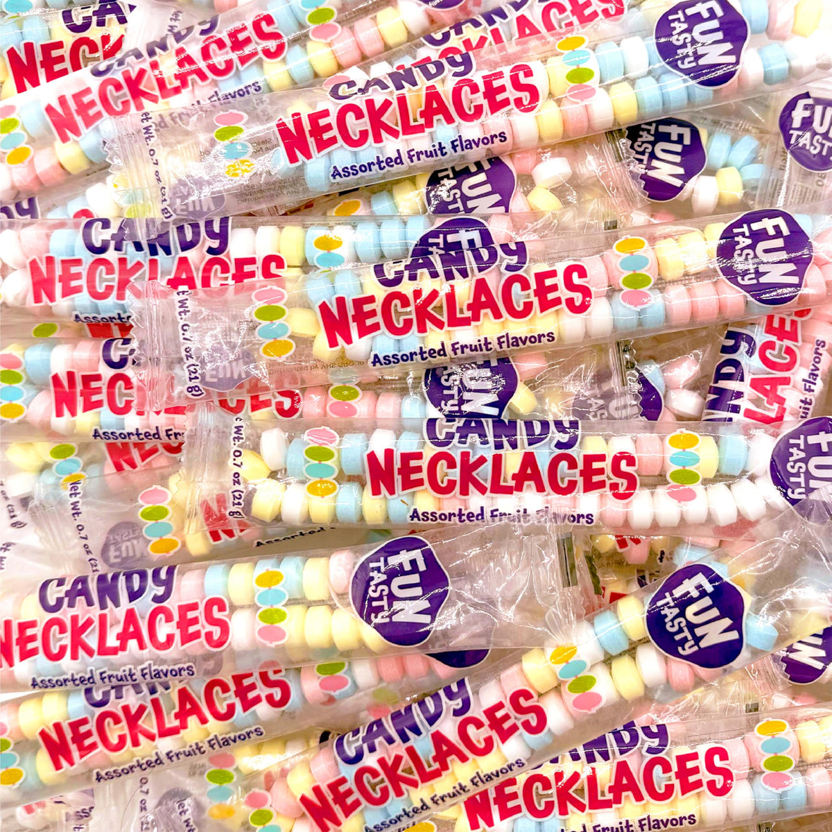 FUNTASTY Candy Necklaces worn as playful accessories before enjoying each sweet bead.