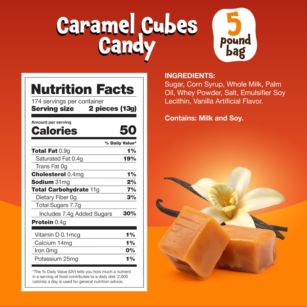 FUNTASTY vanilla caramel cubes close-up highlighting smooth chewy texture