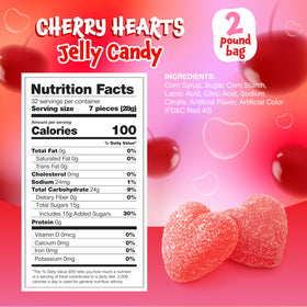 FUNTASTY Cherry Hearts in a buffet setup with vibrant pink jelly hearts