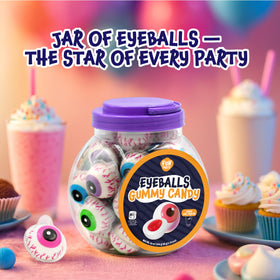 FUNTASTY Eyeballs on a Halloween table scene boost haunted ambiance.