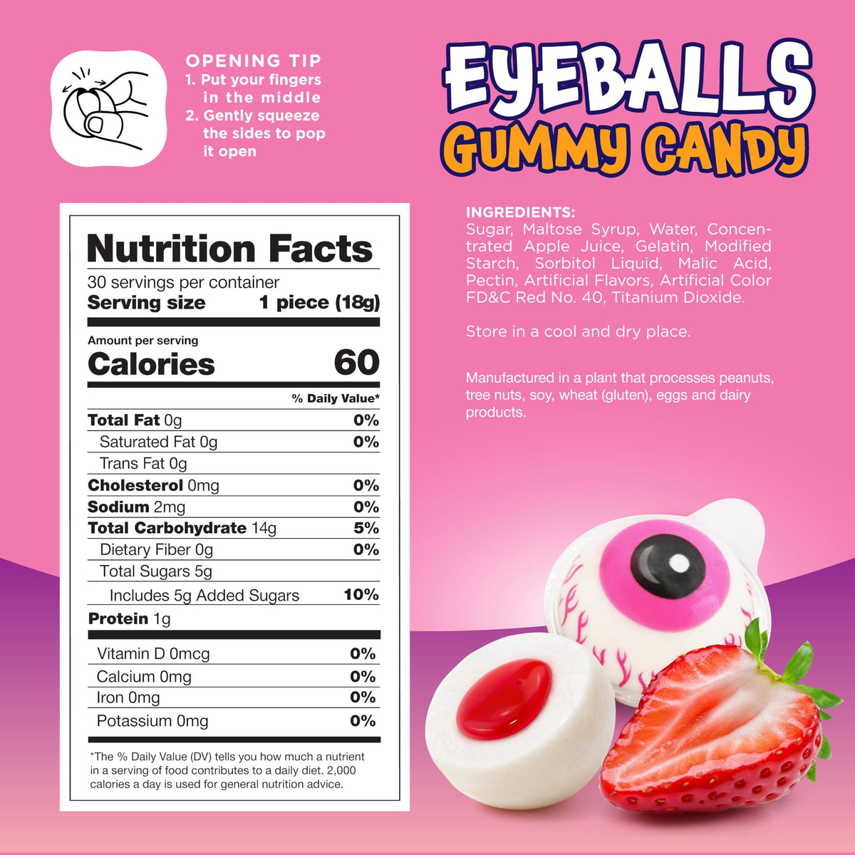 FUNTASTY Eyeballs with strawberry jam center add a fruity surprise to bites.