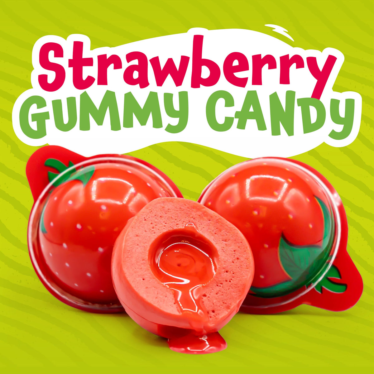 FUNTASTY gummy ball 1.5-inch diameter, chewy texture with jam center.