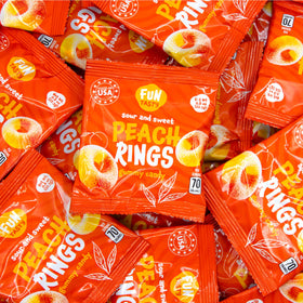 FUNTASTY Peach Rings soft chew with sweet-sour balance for easy sharing.