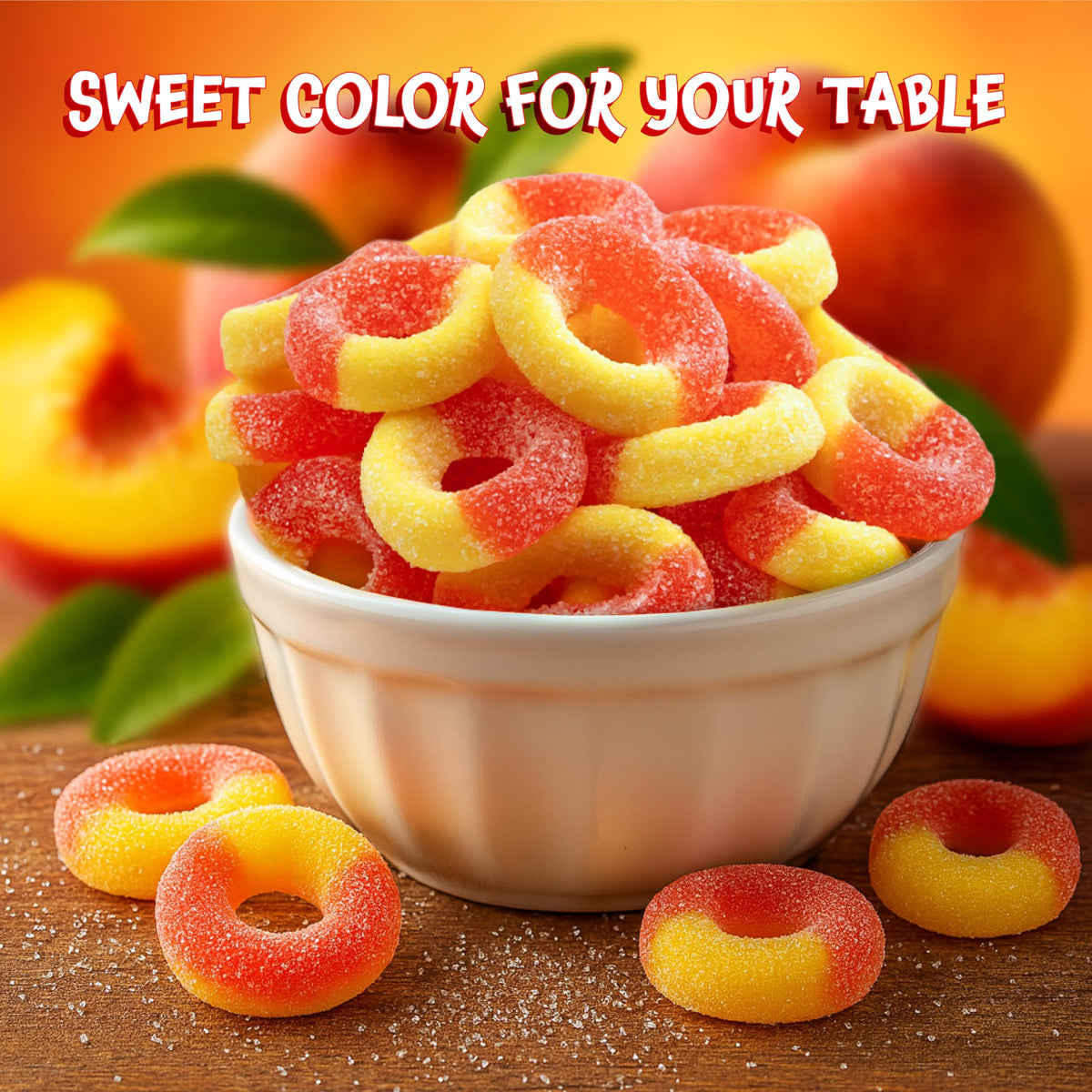 FUNTASTY Peach Rings office snack, easy share among colleagues.