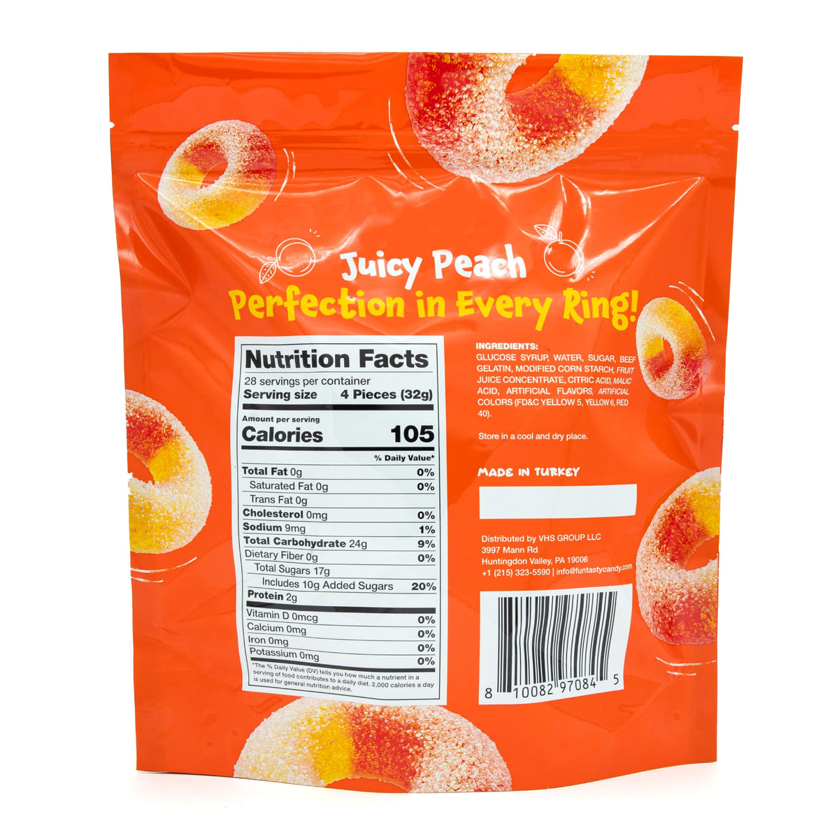 FUNTASTY Peach Rings sour-sweet flavor, adds zest to desserts.