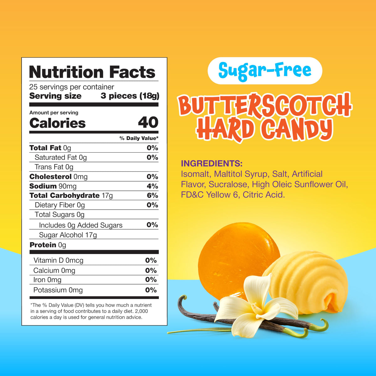 FUNTASTY sugar-free butterscotch candy close-up highlights buttery texture.