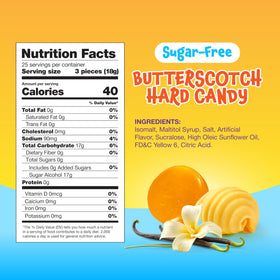 FUNTASTY sugar-free butterscotch candy close-up highlights buttery texture.