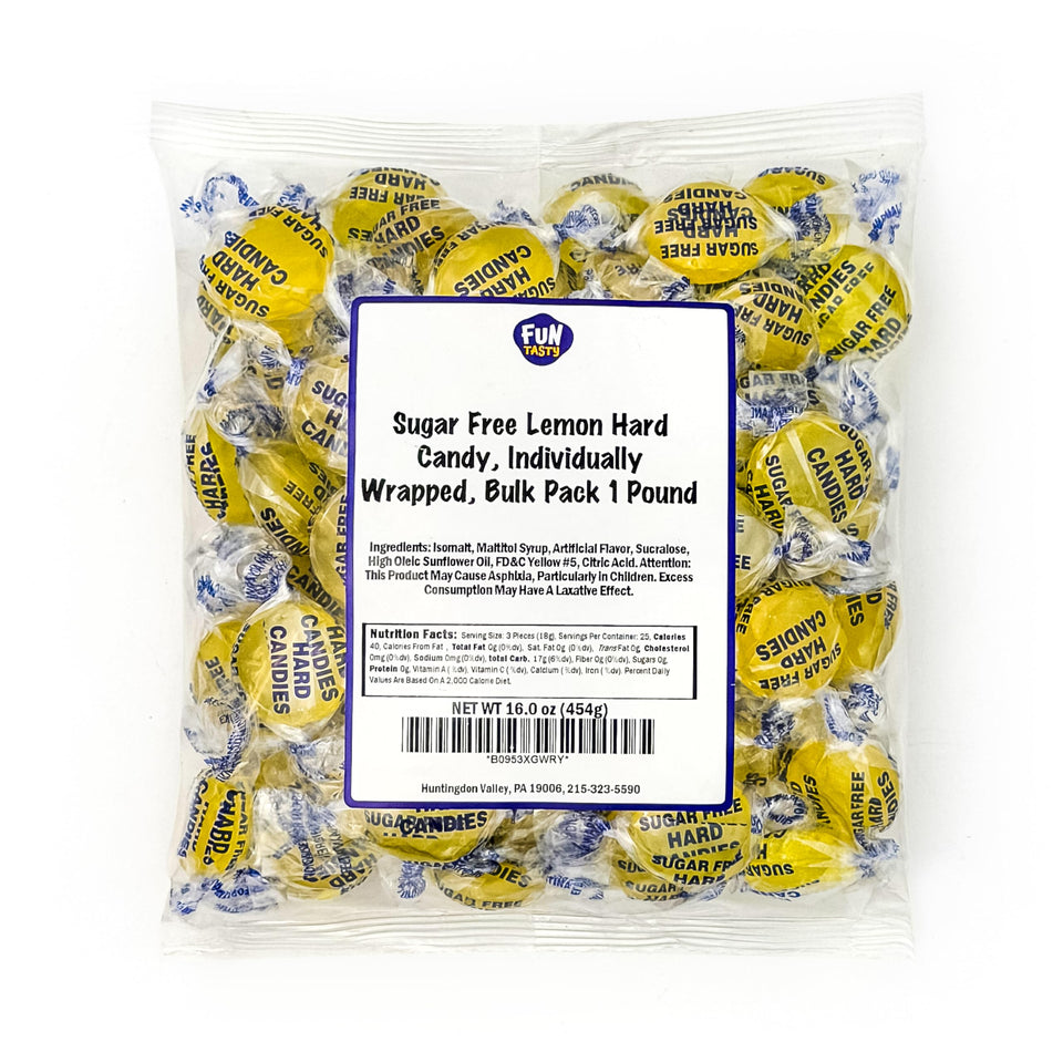 FUNTASTY sugar-free lemon drops in a 1lb pack for home or office snacking