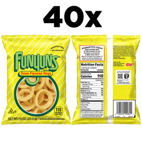 Funyuns Onion Flavored Rings close-up highlights crispy onion crunch texture.