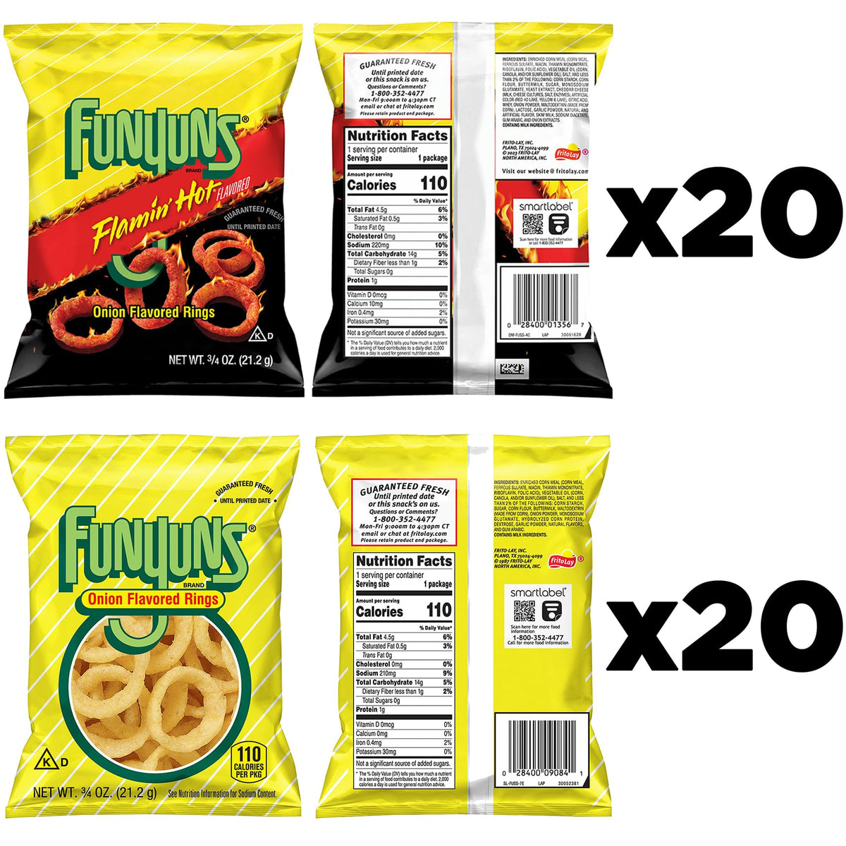 Funyuns Original Onion Rings bag close-up shows crisp texture.