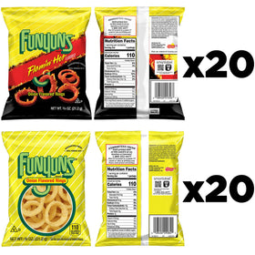 Funyuns Original Onion Rings bag close-up shows crisp texture.