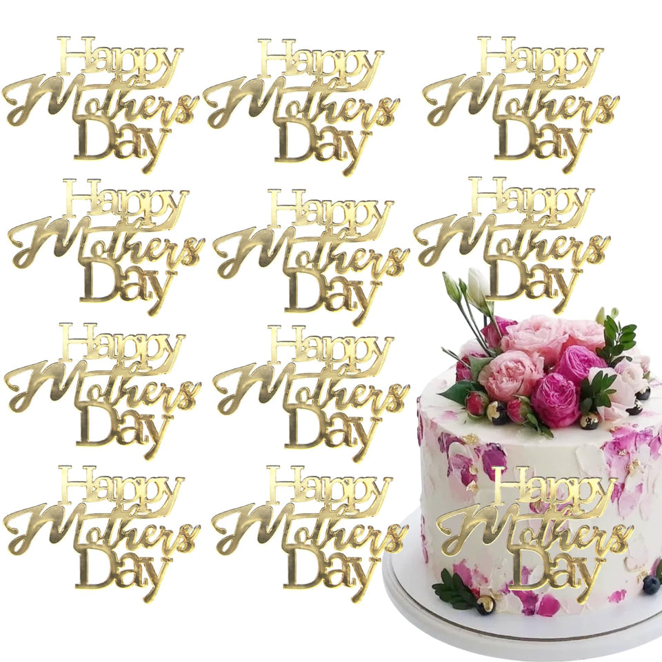 Furimuk Happy Mother’s Day cake topper in gold elevates celebrations.