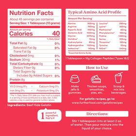 Further Food gelatin powder dissolving in cool water for easy hydration.