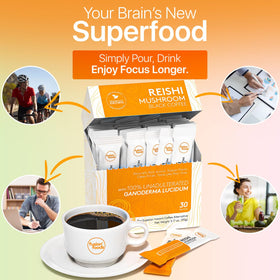 30-count Fusion Foods Reishi Coffee package ready for daily caffeine boost.