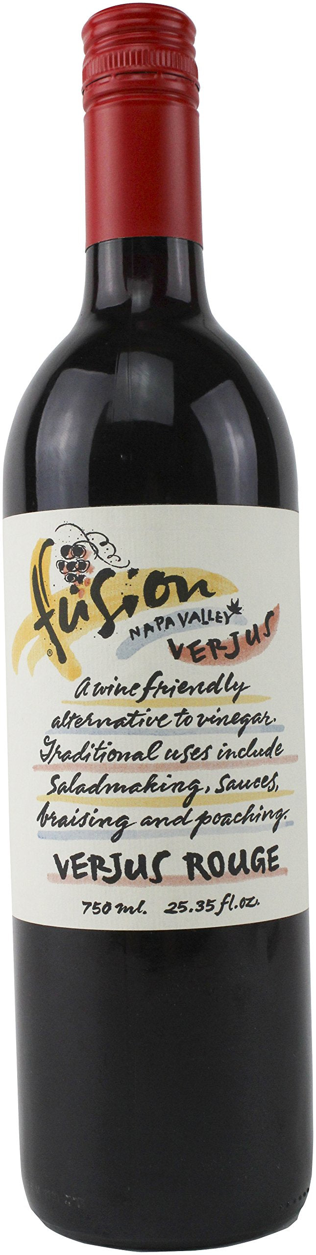 Fusion Foods Verjus Rouge bottle pour highlights bright acidity for dressings