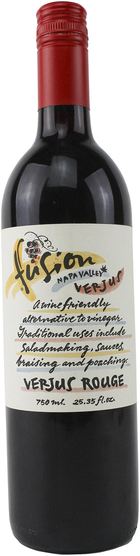 Fusion Foods Verjus Rouge bottle pour highlights bright acidity for dressings