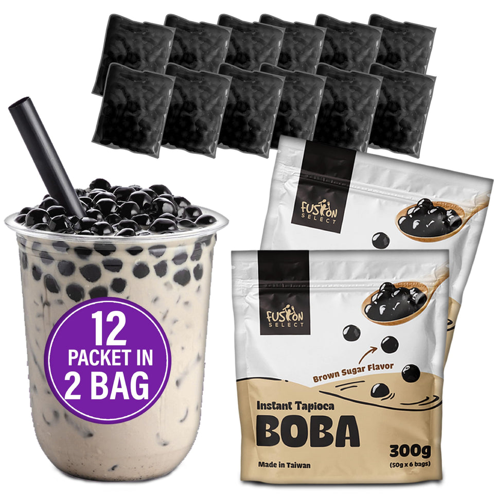Fusion Select 12-instant boba pack ready to enjoy at home with no cooking needed.