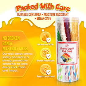 Fusion Select 24 Crystal Rock Candy Sticks bagged for gifting or party favors