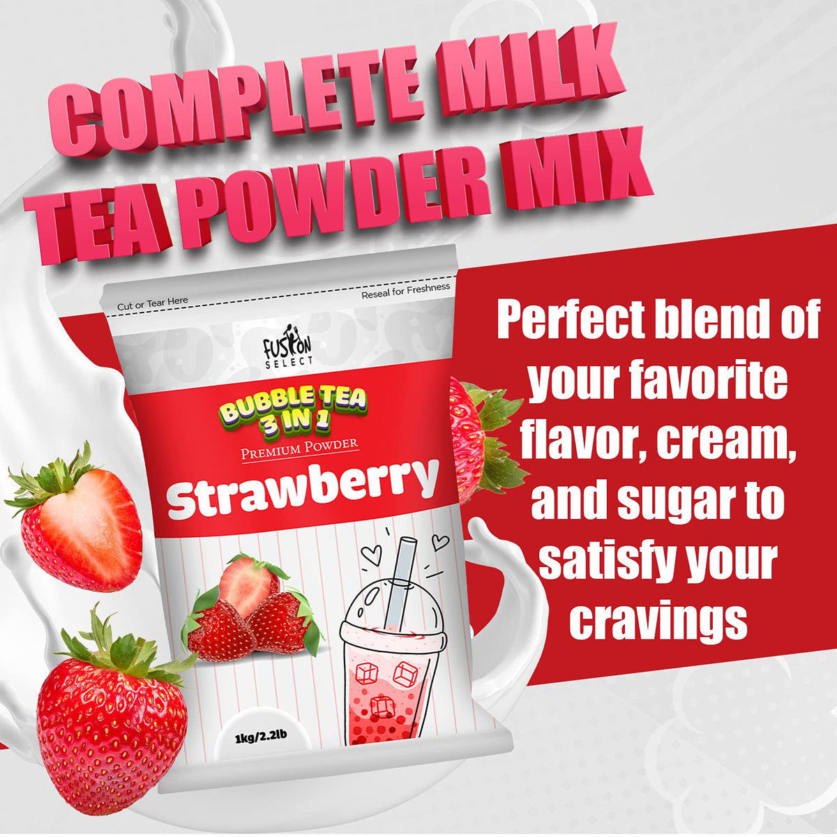 Fusion Select 3in1 drink powder scoop highlights quick, all-in-one mix.