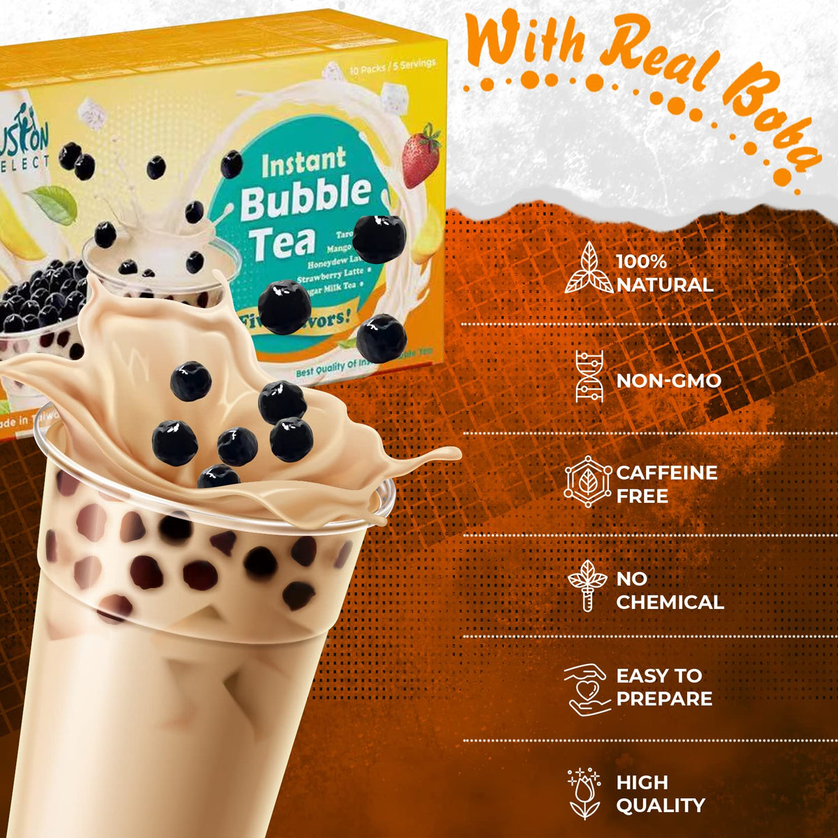 Fusion Select Boba pearls close-up highlighting chewy texture for bubble tea at home.