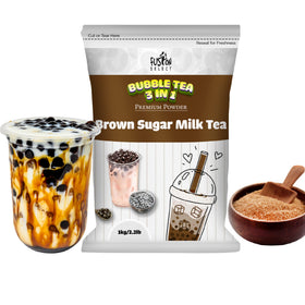 Fusion Select brown sugar milk tea powder packaging highlights instant mix for busy days