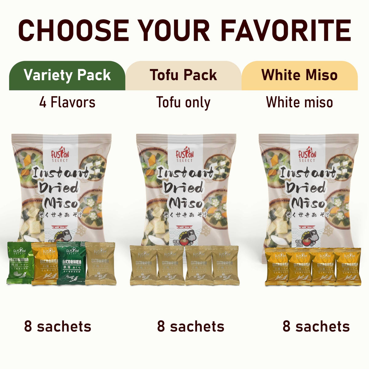 Fusion Select shallot miso soup packet ready in minutes.