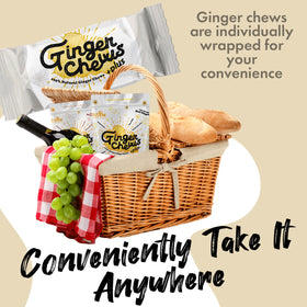 Fusion Select ginger chews bag open reveals individually wrapped pieces for sharing.