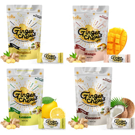 Fusion Select Ginger Chews ginger root closeup showing natural flavor and digestive comfort.