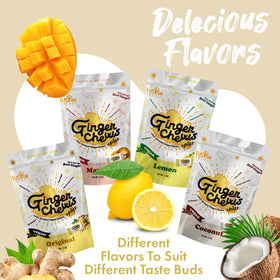 Fusion Select Ginger Chews natural ingredients label emphasizing non-GMO and vegan candy.