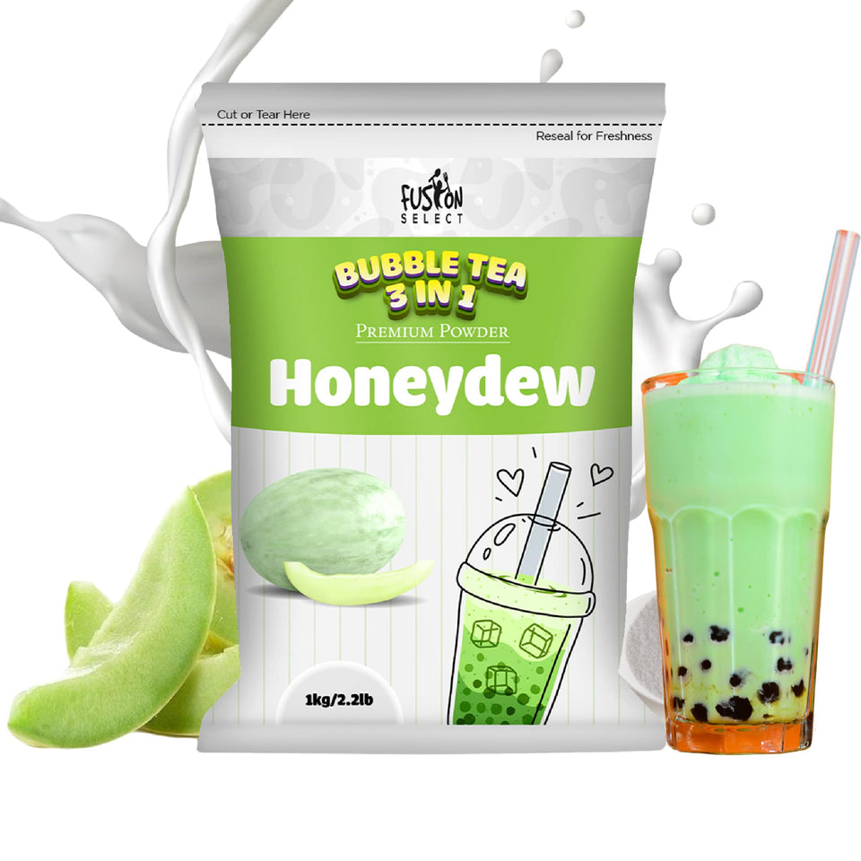 Fusion Select Honeydew Tea Powder tub front label for quick, convenient drink prep.
