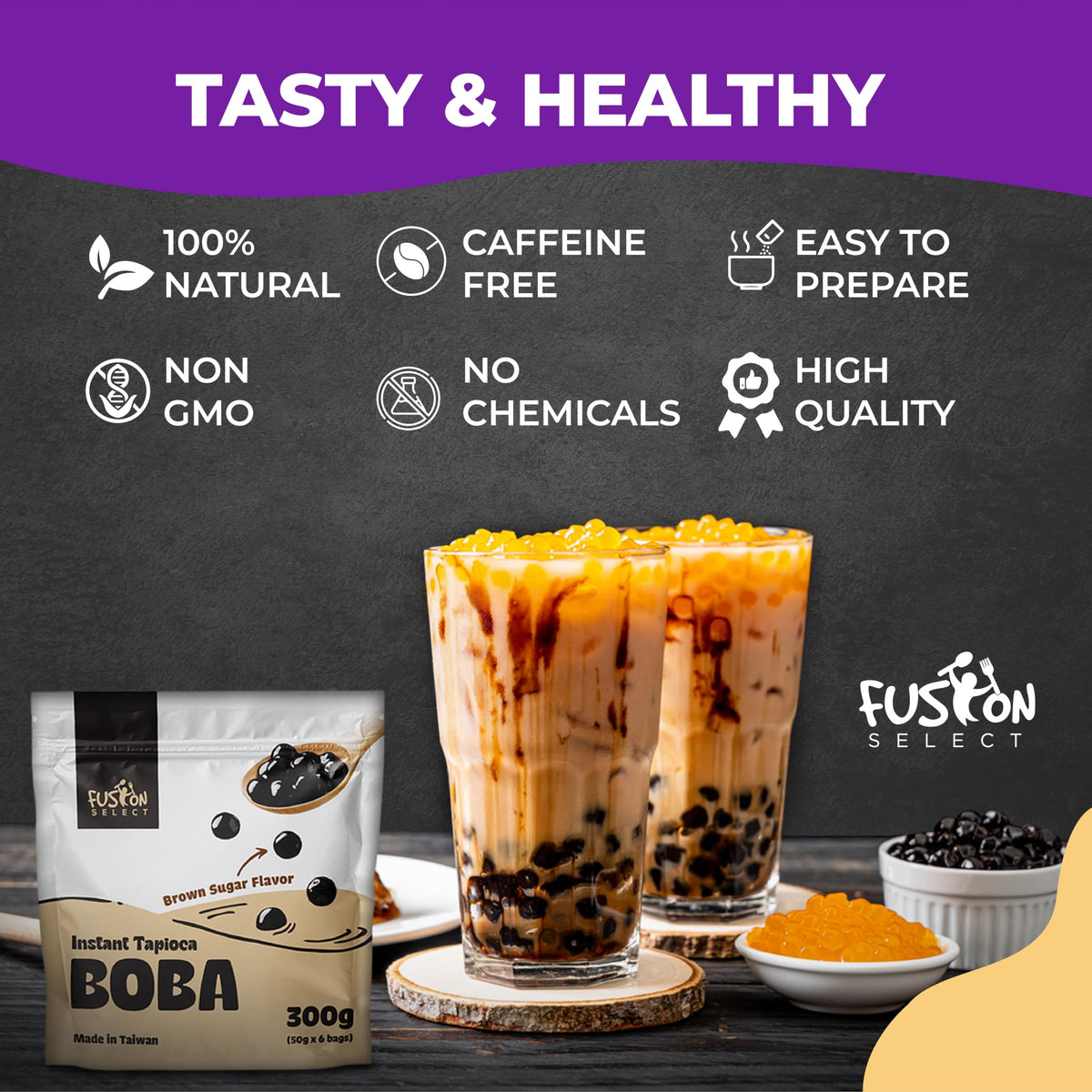 Fusion Select instant boba pearls boiling-water prep demonstration.
