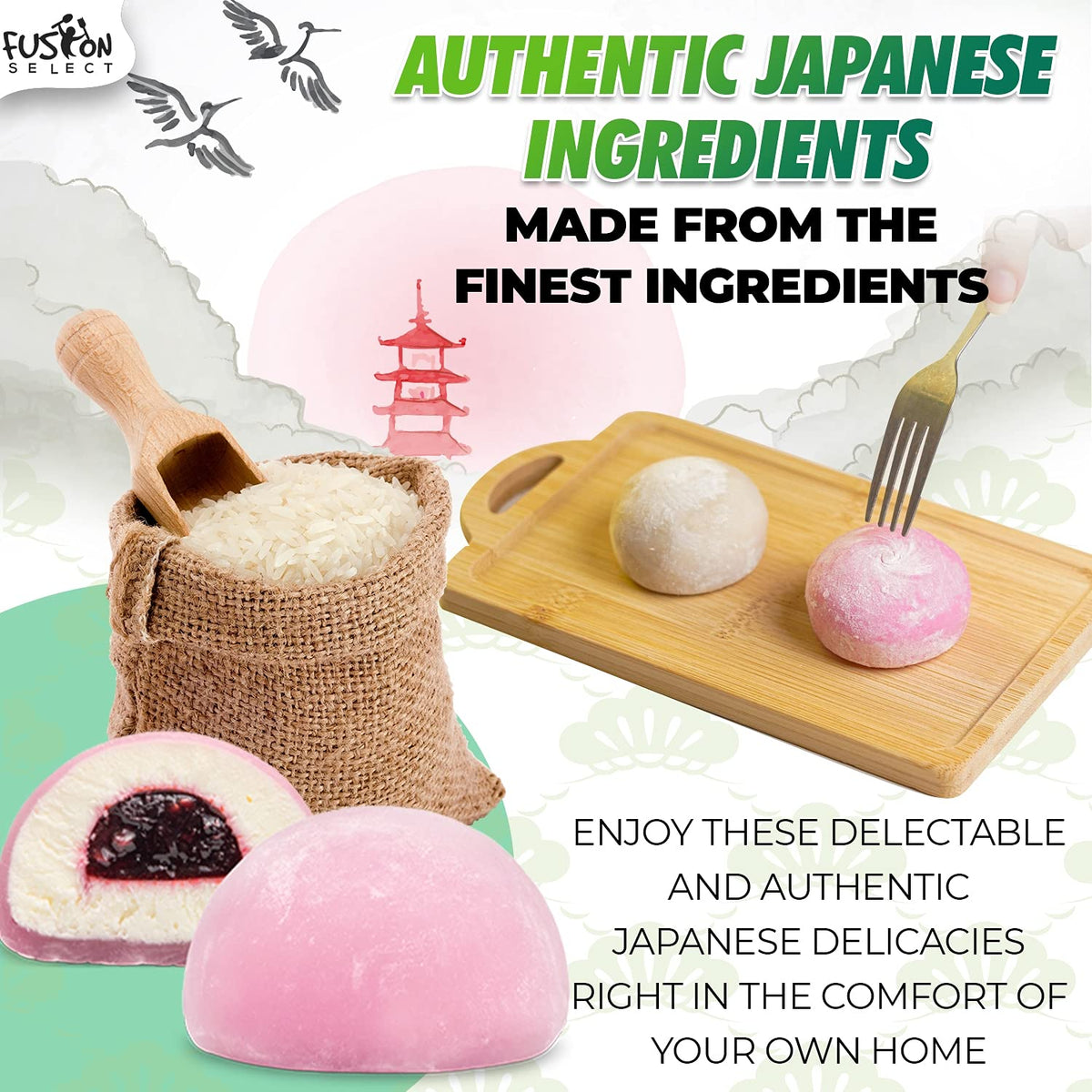 Fusion Select Japanese Mochi boba milk tea close-up, satisfying snack for tea lovers
