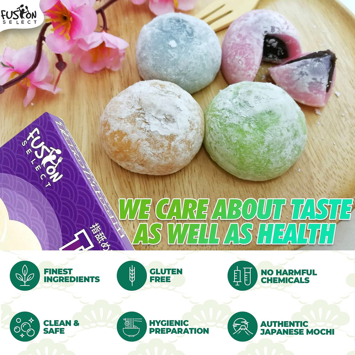 Fusion Select Japanese Mochi taro close-up, vibrant purple flavor