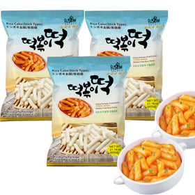 Fusion Select Korean rice cake sticks in packaging, ready for homemade tteokbokki.