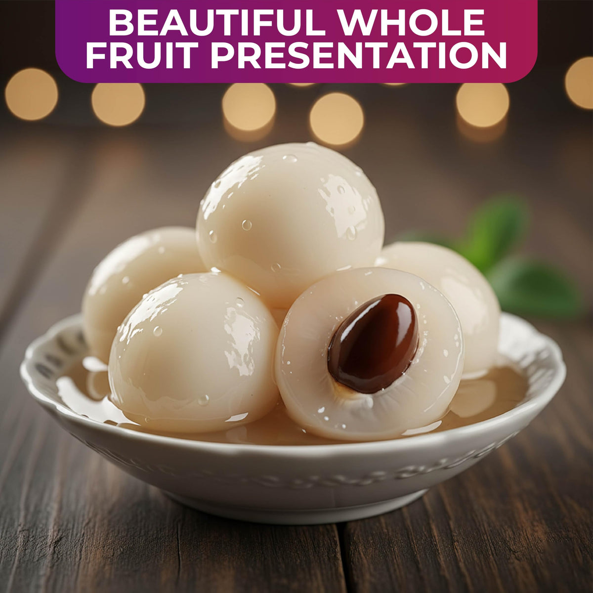 Fusion Select lychee topping for bubble tea, adding color and flavor.