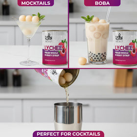 Fusion Select lychee syrup pour to flavor drinks and spritzers.