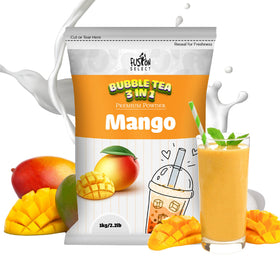 Fusion Select Mango Tea Powder jar front showing quick creamy mango tea