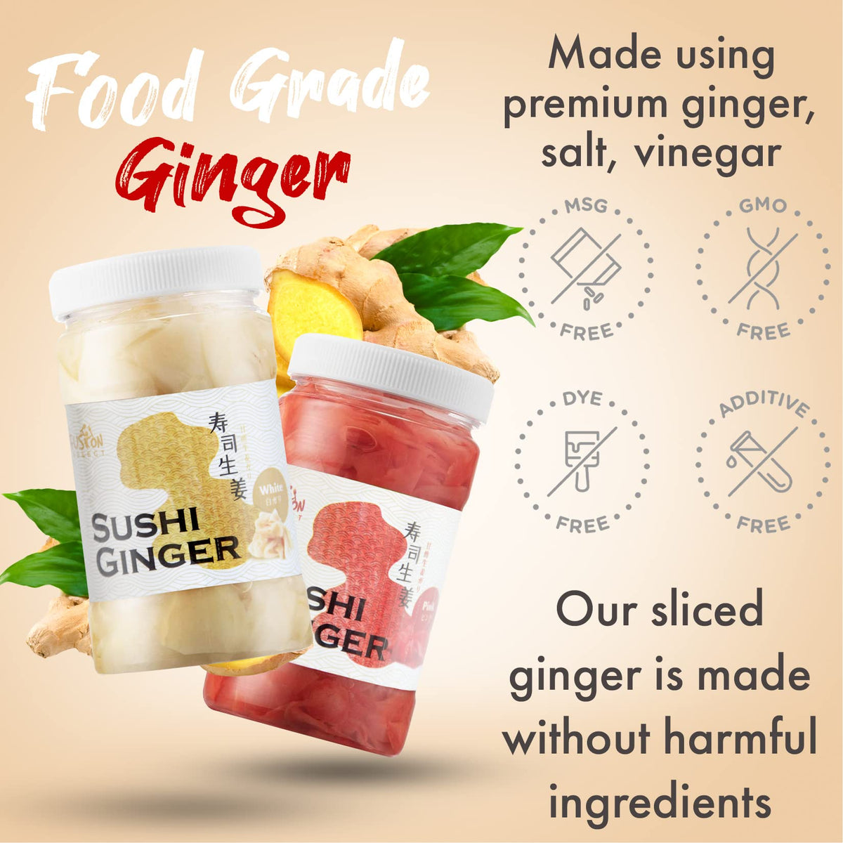 Fusion Select no MSG, non-GMO ginger for pure flavor experience.