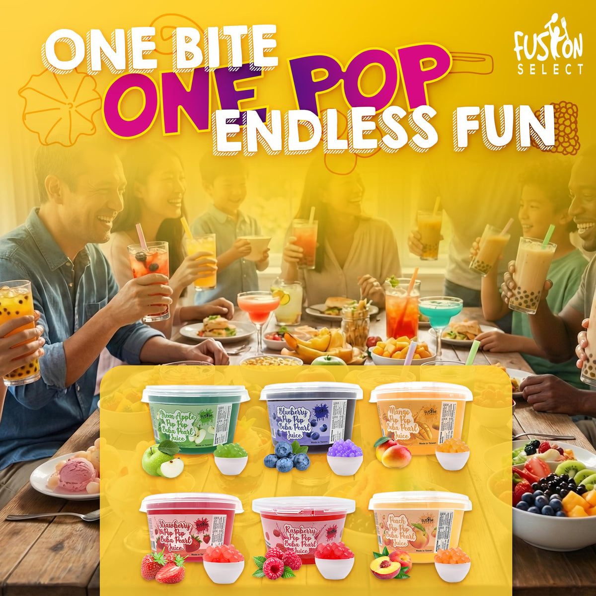 Fusion Select Snack Toppings Closer Look highlights gleaming pearls and glossy finish.