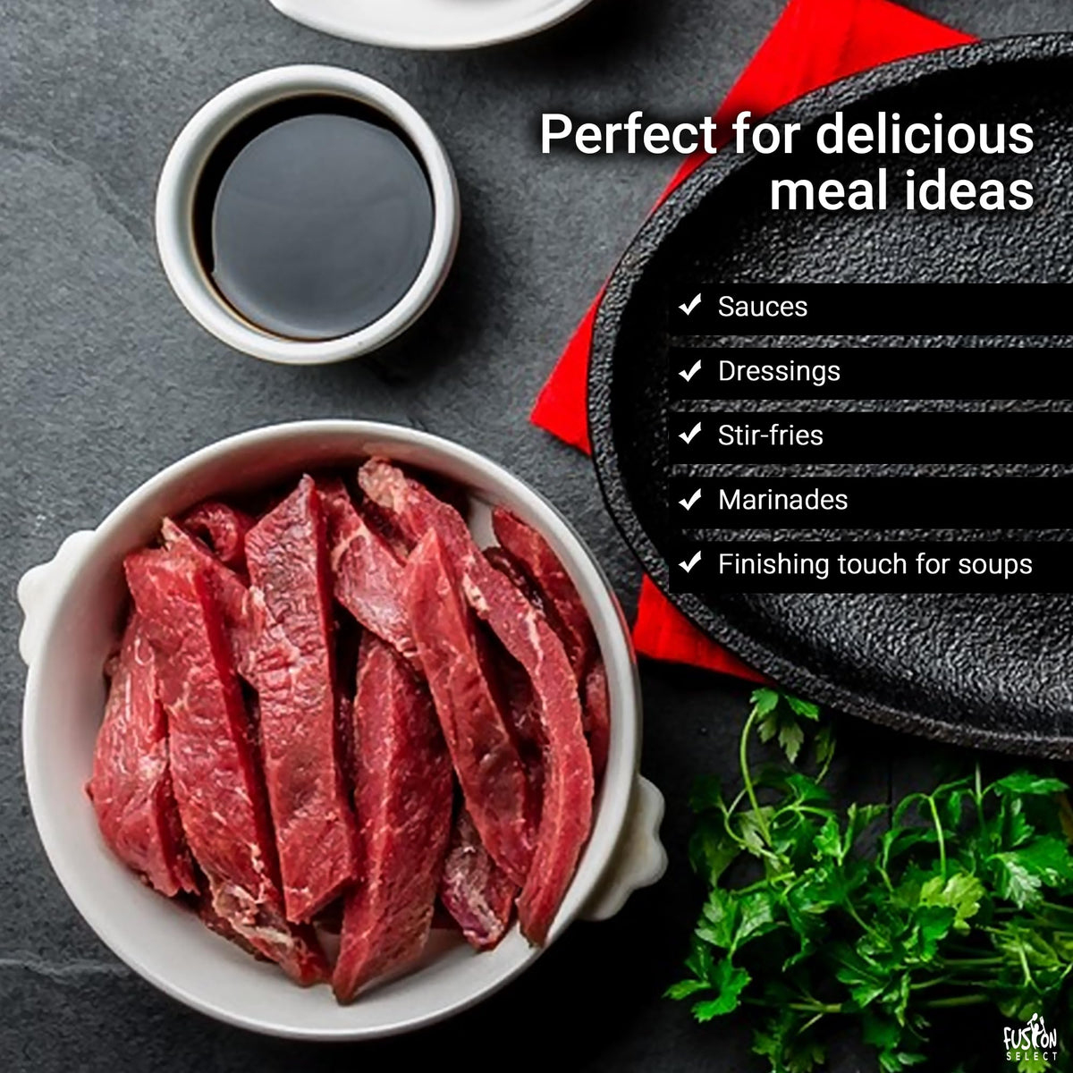 Stir-fry scene with Fusion Select vinegar adding depth