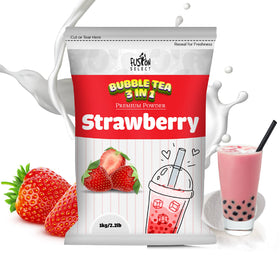 Fusion Select strawberry tea powder tub with 2.2lb packaging for easy home use.