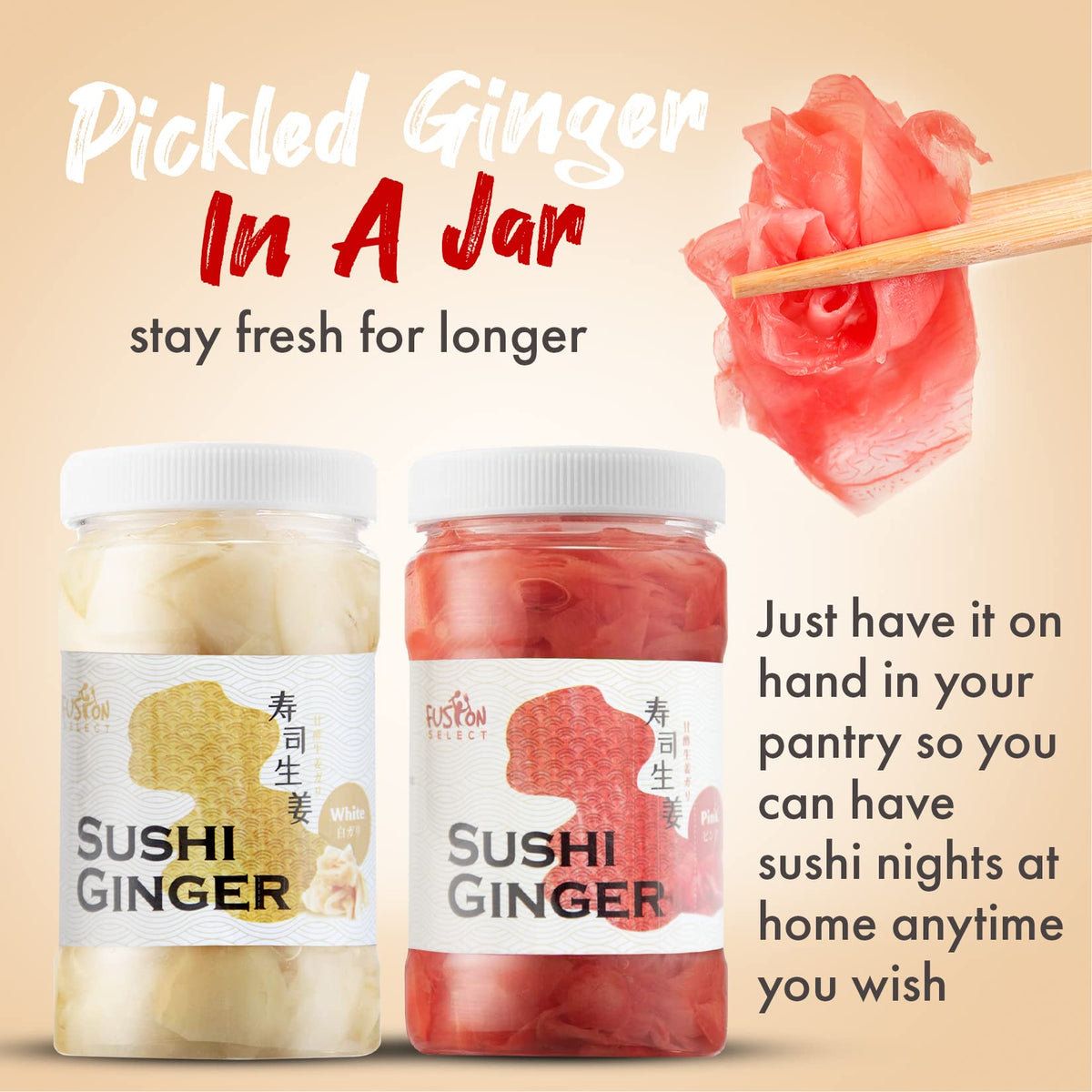 Fusion Select sushi ginger dish setup ready for serving.