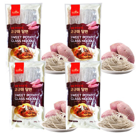 Fusion Select sweet potato glass noodles pack front, four-pack set, ideal for gluten-free dinners