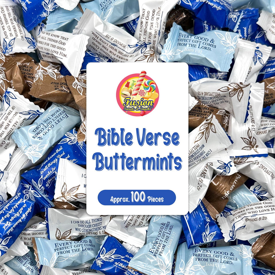 Fusion Sweets And Snacks Bible Verse Buttermints in an open box, inviting for after-dinner moments.