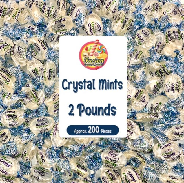Fusion Sweets And Snacks blue crystal mint in a 2lb bag, eye-catching and refreshing.